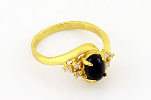 Позолоченное кольцо из сплава с агатом 20855 купить в магазине Самоцветы мира