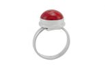 Кольцо из серебра с кораллом красным круг 12 мм 23022