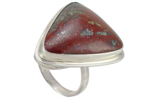 Серебряное кольцо с яшмой и пиритом 23036 купить в магазине Самоцветы мира