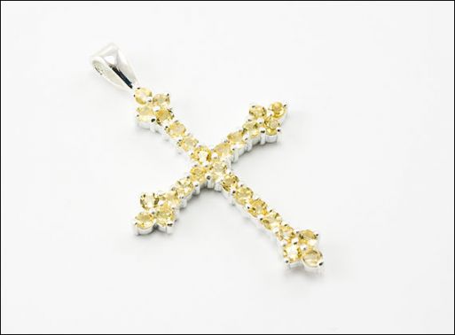 Серебряный крестик с цитрином 28431 купить в магазине Самоцветы мира