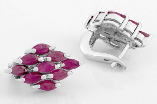 Серебряные серьги с рубином 28493 купить в магазине Самоцветы мира