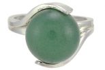 Кольцо из серебра с авантюрином зелёным шар 12 мм 36113