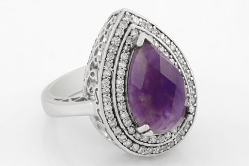 Серебряное кольцо с аметистом 41970 купить в магазине Самоцветы мира