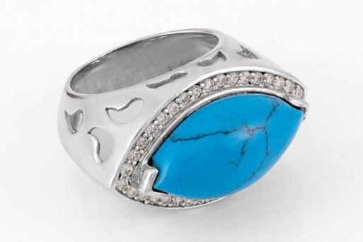 Серебряное кольцо с бирюзой 42573 купить в магазине Самоцветы мира
