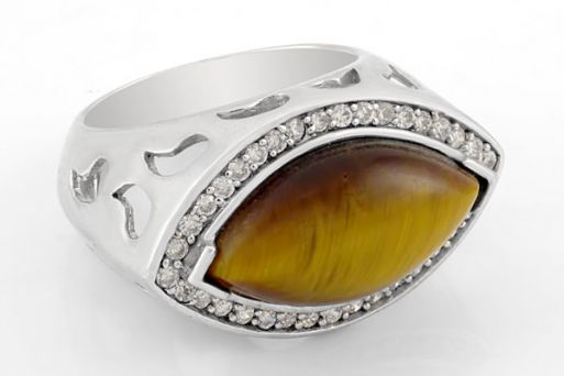Серебряное кольцо с тигровым глазом 42577 купить в магазине Самоцветы мира