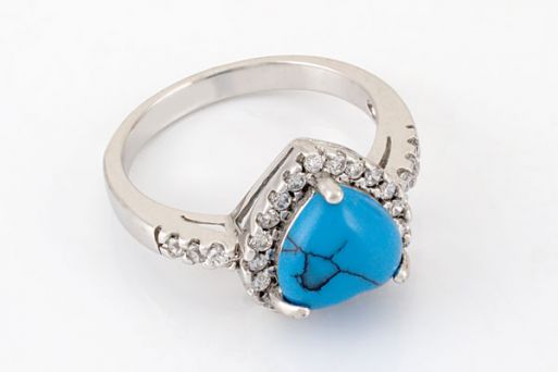 Серебряное кольцо с бирюзой 42590 купить в магазине Самоцветы мира