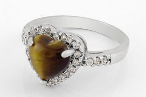 Серебряное кольцо с тигровым глазом 42611 купить в магазине Самоцветы мира