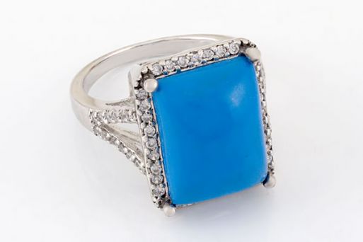 Серебряное кольцо с бирюзой 42891 купить в магазине Самоцветы мира