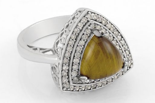Серебряное кольцо с тигровым глазом 43604 купить в магазине Самоцветы мира