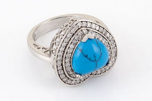 Серебряное кольцо с бирюзой 43618 купить в магазине Самоцветы мира
