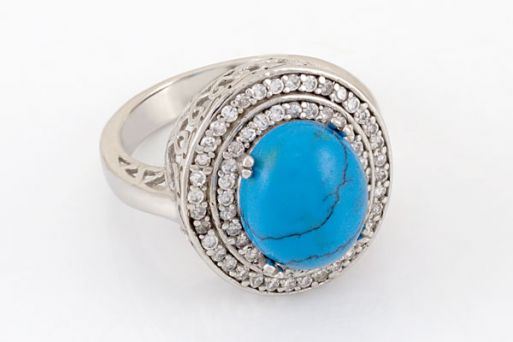 Серебряное кольцо с бирюзой 43642 купить в магазине Самоцветы мира