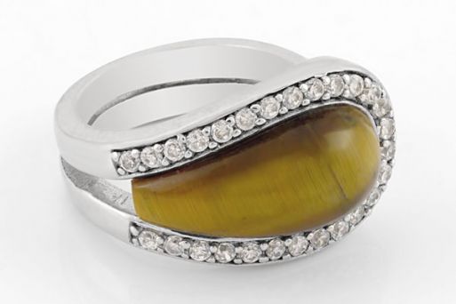 Серебряное кольцо с тигровым глазом 44299 купить в магазине Самоцветы мира