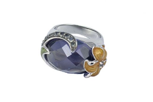 Серебряное кольцо с александритом и фианитами 46504 купить в магазине Самоцветы мира