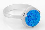 Кольцо из серебра с опалом синим синтетическим круг 10 мм 46711