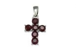 Кулон крест из серебра с рубином 6 кругов 4 мм 47308