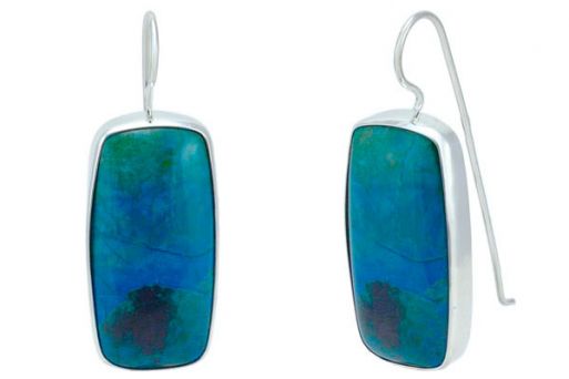 Серьги из серебра 925 пробы с хризоколлой.