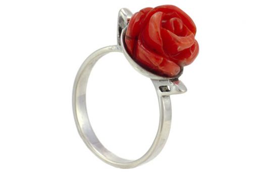 Серебряное кольцо с кораллом 52625 купить в магазине Самоцветы мира