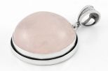Кулон из серебра с розовым кварцем круг 25 мм 52759