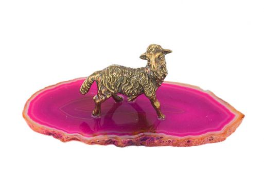 Фигурка Овца итальянская на розовом агате .