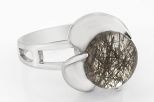 Кольцо из серебра с кварцем и турмалином круг 10 мм 53722