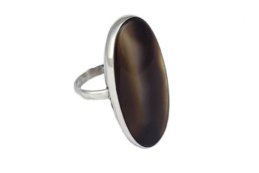 Серебряное кольцо с чёрным агатом 54714 купить в магазине Самоцветы мира