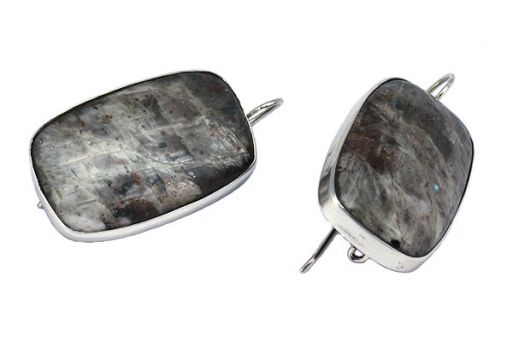 Серебряные серьги с солнечным камнем 55154 купить в магазине Самоцветы мира