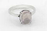 Кольцо из серебра с розовым кварцем овал 8х10 мм паук 55439