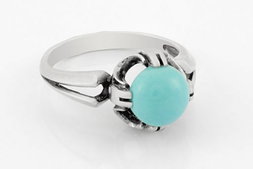 Серебряное кольцо с натуральной бирюзой 55442 купить в магазине Самоцветы мира