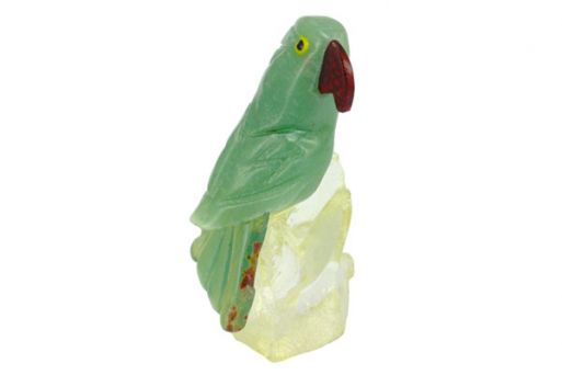 Фигурка попугай микро из зеленого авантюрина.