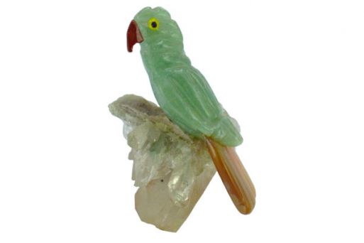 Фигурка попугай микро из зеленого авантюрина.