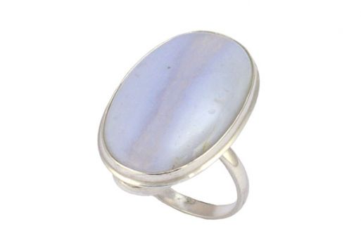 Серебряное кольцо с голубым агатом 56095 купить в магазине Самоцветы мира