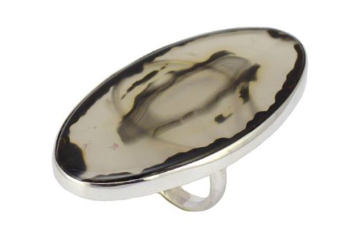 Серебряное кольцо с природным агатом 56172 купить в магазине Самоцветы мира
