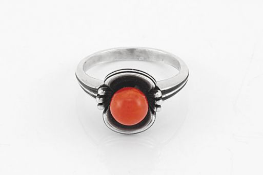 Серебряное кольцо с кораллом терракотовым 56649 купить в магазине Самоцветы мира