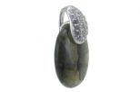 Подвеска лунный камень(лабрадор) с фианитами овал. Вес 2,6 гр.