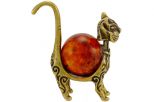 Фигурка бронзовая на янтаре Кот с шаром
