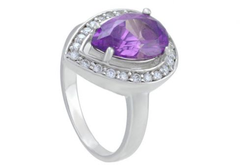 Серебряное кольцо с александритом и фианитами 57642 купить в магазине Самоцветы мира