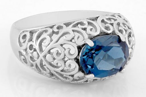 Серебряное кольцо с лондон топазом 60370 купить в магазине Самоцветы мира