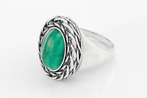 Серебряное кольцо с малахитом 61099 купить в магазине Самоцветы мира