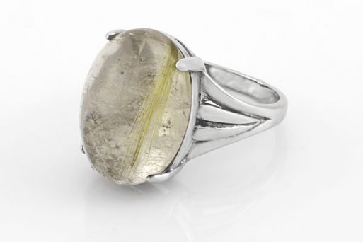 Серебряное кольцо с кварцем и рутилом 61285 купить в магазине Самоцветы мира