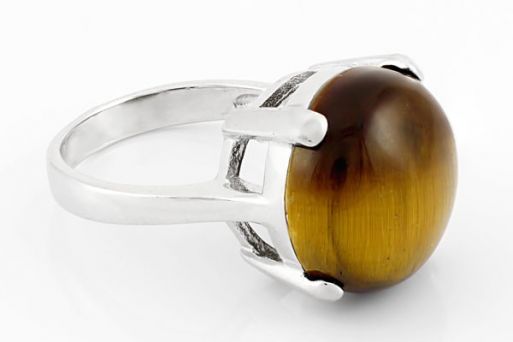 Серебряное кольцо с тигровым глазом 61297 купить в магазине Самоцветы мира