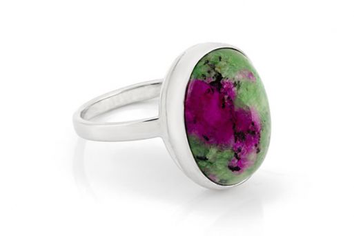 Серебряное кольцо с цоизитом 61301 купить в магазине Самоцветы мира