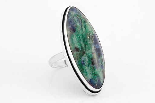 Серебряное кольцо с зелёным авантюрином 61389 купить в магазине Самоцветы мира