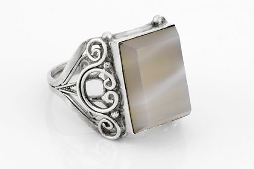 Серебряное мужское кольцо с агатом 61472 купить в магазине Самоцветы мира