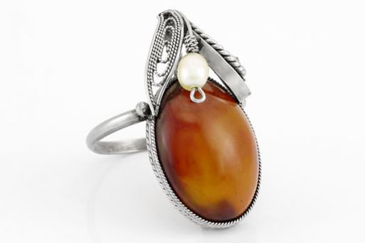 Мельхиоровое кольцо с сердоликом 61488 купить в магазине Самоцветы мира