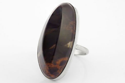 Мельхиоровое кольцо с обсидианом 61494 купить в магазине Самоцветы мира