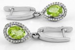 Серьги из серебра с хризолитом