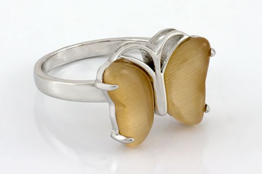 Серебряное кольцо с кошачьим глазом 62191 купить в магазине Самоцветы мира
