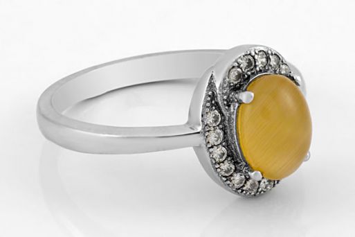 Серебряное кольцо с кошачьим глазом 62192 купить в магазине Самоцветы мира