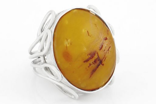 Серебряное кольцо с янтарём 62851 купить в магазине Самоцветы мира
