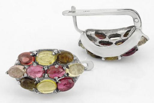 Серебряные серьги с турмалином 63123 купить в магазине Самоцветы мира